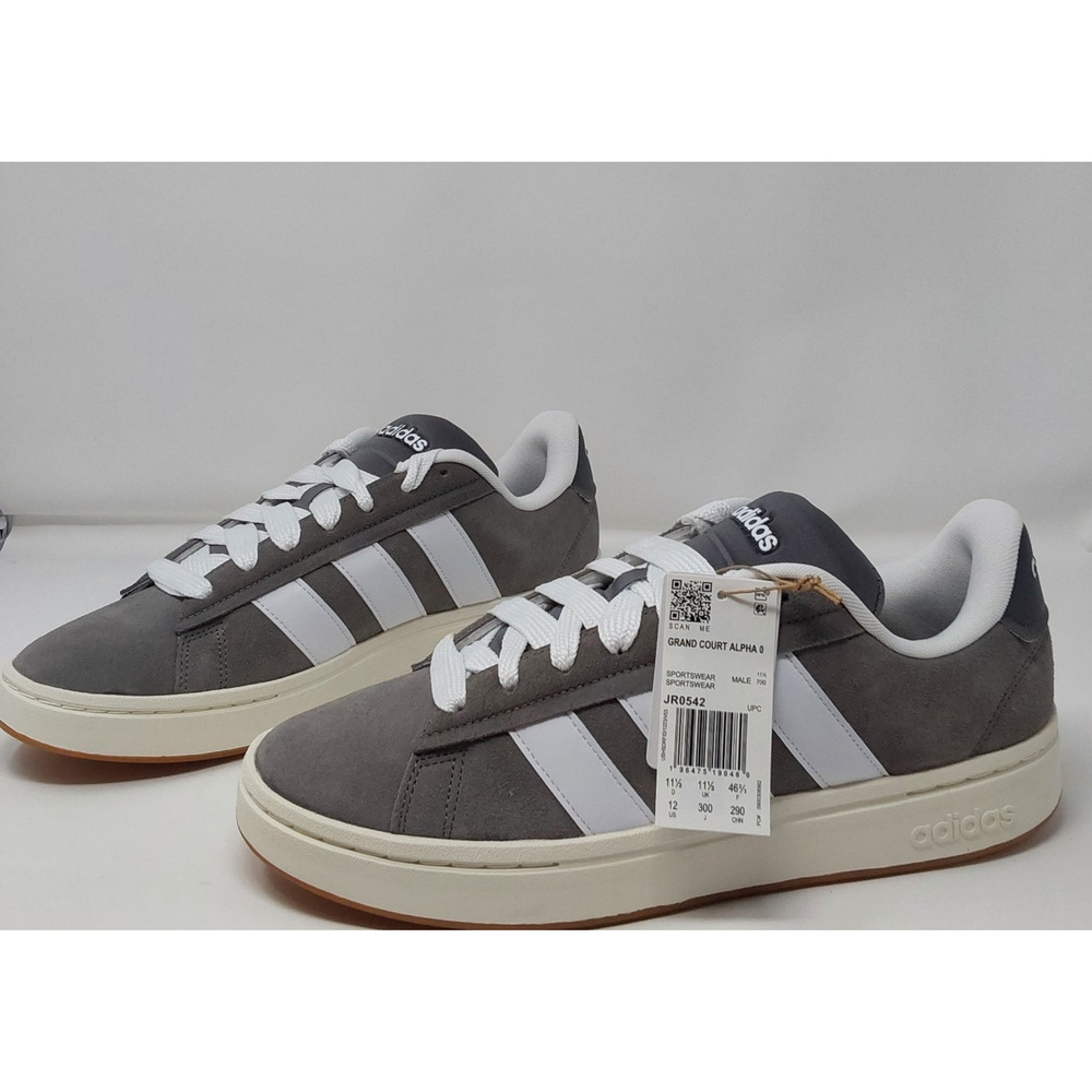 Adidas Grand Court Alpha 00 Grey White Sneakers Men’s Sz 12 JR0542 Suede NWT